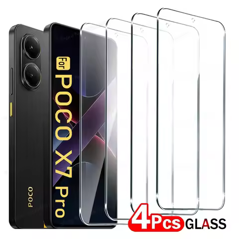 4PCS For POCO X7 Pro Tempered Glass For POCO F7 Ultra F6 F5 F4 F3 X3 X4 GT X5 M6 X6 Pro Screen Prote