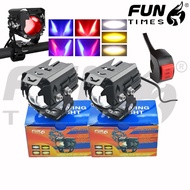 FUNTIMES 1 Pair Motorcycle Spotlight 20W  5 Colors  Motorcycle Headlight LED Auxiliary Spotlight Lam