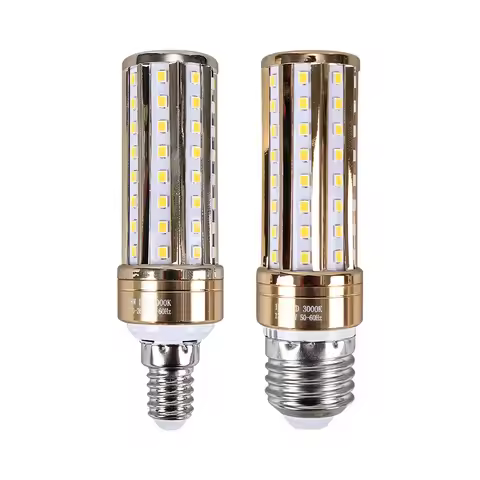 5pcs Golden 110v 220v E27 E14 LED Corn Bulb CCT Double Three Color Warm White+White 3000k Nature Whi