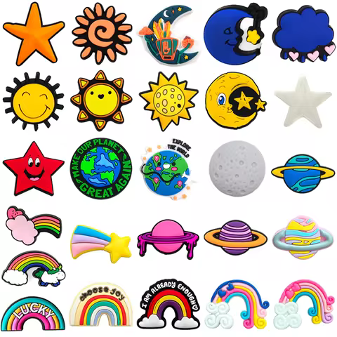 Star Moon Sun Rainbow Collection Shoe Charms for Clogs Sandals Decoration Shoe Accessories Charms fo