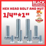 Black Hardware 1/4*1" Bolt And Nut Set Bolt Nut Set Screw Hexagon Screw Nut Set Skru Nut m6 Galvaniz