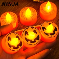 [H&L]2/5/10PCS - Spooky Spider Web Lanterns Set | Halloween Pumpkin LED Candles for Party/House Deco