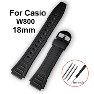 Black Watch Band for G-Shock W800 PU Rubber Strap 18mm for Women Men Bracelet Silicone Soft Wristband Student Watch Strap
