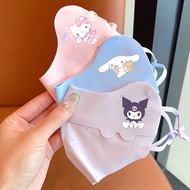 Quick delivery [adjustable] Kuromi cartoon printed children's mask (washable), cool summer ice silk baby 0-6 year old mask 4D babu/kid face mask