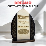 Custom Wood Trophy Award Plaque Hadiah Trofi Cenderahati