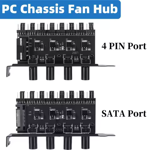 PWM Hub Cooling Fan Speed Controller SATA/4 Pin Adapter 8 Channel PWM Cooler Fan HUB 4 Knob PC Case 
