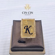 916 Gold - Ring - Biscuit Ring - Crown + Alphabet "K" - 11.65/24 - IBH