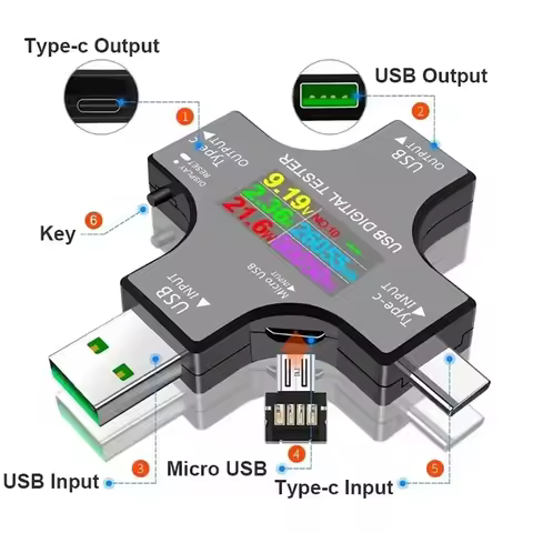 DC Digital Voltmeter Type-C PD Ampere Meter Color Digital Display Ammeter Detector Charger Indicator