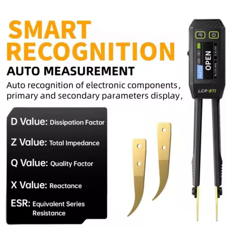 FNIRSI LCR-ST1 Smart Bridge Tweezer LCR SMD ESR Tester Resistance Capacitance Inductance Continuity 