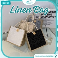ARAMADA BG007🔥LINEN HANDBAG WOMEN BAG FLORAL BAG CANVAS BEG TANGAN WANITA TOTE BAG