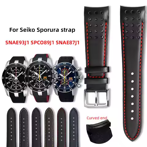 Leather Watchband 21mm curved interface For Seiko SPORTURA SNAE93J1 SPCO89J1 SNAE87J1 watch strap me