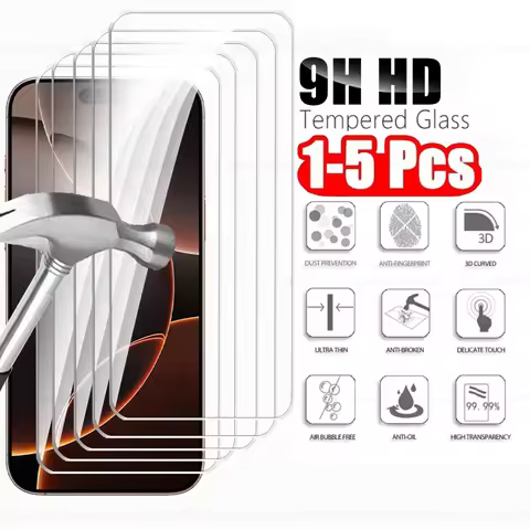 1-5Pcs 9H HD Glass For iPhone 16 Pro Max Screen Protector iPhone 16e SE4 16 15 14 Pro Max Plus HD Te