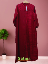 Geka Collection - Gamis SALMA Crinkle Airflo mix Brokat Malika Premium Dress Muslim Mewah
