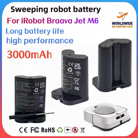 For IRobot Braava Jet M6 10.8V 3000mAh rechargeable lithium-ion battery perfectly compatible with AB