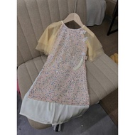 SA Cream Sequined Ao Dai + Baby Cream Pants Set for Girls - 45E