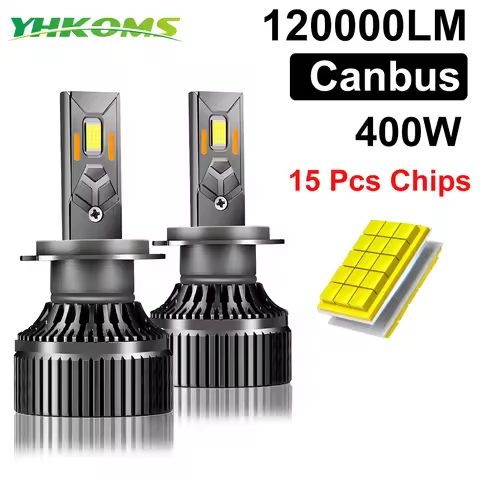 YHKOMS 400W 120000LM H7 H4 LED Headlight Canbus H1 H8 H9 9005 9006 HB3 HB4 H11 Bulb Fog Lamps Bulbs 