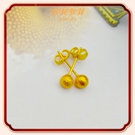 100% pure gold 916 stud earrings womens matte beanie jewelry for a friends birthday gift 耳环