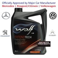 WOLF 5W40 Fully Synthetic Engine Oil (5L) Made in Belgium - With Mercedes Peugeot Citroen Volkswagen Official Approval