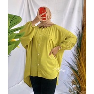 KEMEJA Oversized Rayon Jumbo Shirt LD 140 Uniqlo Rayon Shirt Women Blouse