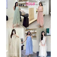 [Chinggy] 206 Long Dress With Spaghetti Straps Soft Fabric Comfortable To Wear Put It In A Very Beau