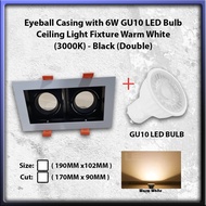 Eyeball Casing with GU10 LED Bulb Double Black - 3000K Warm White