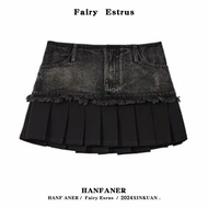 กระโปรงสั้นผ้าเดนิมยูนิฟอร์มย้อนยุค Y2K กระโปรงสั้นผ้าซาตินเอวสูง ทรงเข้ารูป ดีไซน์ไม่สมมาตร สำหรับผ