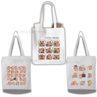 Tote bag Canvas Zipper/ with Cute Capybara Motif Multipurpose/ Launch bag/ Lunch/ Souvenir/
