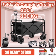 【SG STOCK】Trolley Cart Folding Wagon With Wheels Folding Cart Trolley for Outdoor Camping Picnic