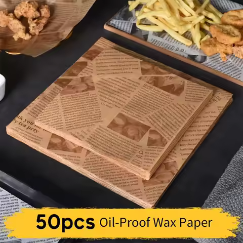 50Pcs Oil-Proof Wax Paper Food Wrapper Paper Bread Sandwich Burger Fries Wrapping Baking Tools Fast 