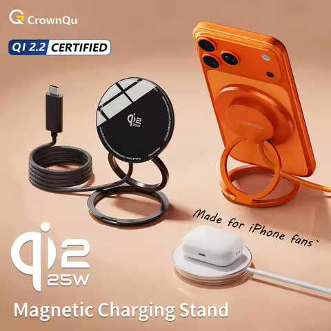 Qi2.2 Magnetic Wireless Charger Stand Foldable 25W Fast Charging with 47.2" Cable For iPhone 17 16 P