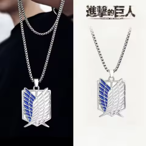 New Attack on Titan Anime Peripheral Accessories Survey Corps Eren Wings of Freedom Necklace Square 