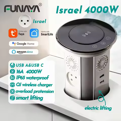 WIFI Israel Pop Up Sockets Table Hidden Socket with USB PD15W Waterproof 16A 110V 240V 4000W Bluetoo
