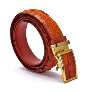 Thắt lưng nam Huy Hoàng da cá sấu gai đuôi màu vàng bò HP4212