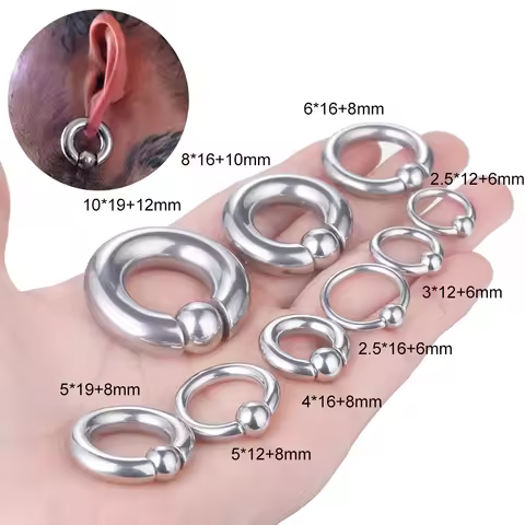 Stainelss Steel Large Captive Bead Rings PIERC Nose Hoop Weights for Ear Expander Septum Piercing Je