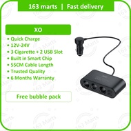 XO USB Car Charger with 2 USB 3 Cigarette - CC40