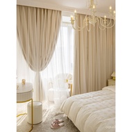 Living Room Lace Floating ins Bedroom Korean Yarn Double-Layer Curtain New Style Cloth One Girl Styl