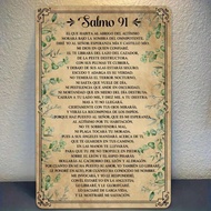 Vintage Spanish Psalm 91 Metal Sign Christian Wall Art Religious Home Decor