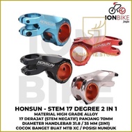 PROMO Stem Honsun 17 Derajat 2 in 1 Oversize 7 cm Sepeda MTB XC 31.8