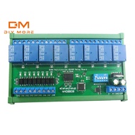 DIYMORE DC 12V 24V 8 isolated inputs and 8 outputs DIN35 C45 rail box UART RS485 relay module Modbus
