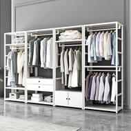 Walk-in Cloakroom Shelf with Drawer Metal Hallstand Floor Open Wardrobe