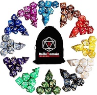 DND Dice Sets, 84 Pieces Bulk 12 Colors Acrylic Polyhedral Dice Sets in A Big Velvet Dice Set Bag, F