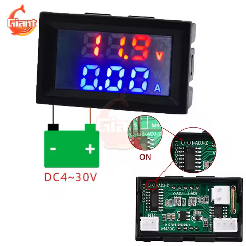 M430C DC4-30V Digital Voltmeter Ammeter Wattmeter NTC Temperature Sensor Detector Voltage Current Te