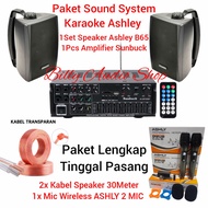 Paket Sound System Karaoke Speaker Ashley B65 Dan Amplifier Sunbuck