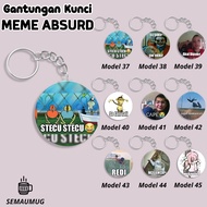 GANTUNGAN ABSTRACT KEYCHAIN INTERNET MEME GIFT ROUND KEYCHAIN CUTE MEME CUSTOM PRINT SEMAUMUG