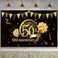 50th Anniversary Photography Backdrop 50th Party Black Gold Background Wedding Anniversary Birthday 