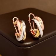 AU750 Fashion Trend Classic Three-Ring Three-Color C-Shaped Earrings Earrings