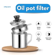 Homindo Oil Pot Filter Stainless Steel Oil Filter Container 1.3 Liter | 1 Liter Oil Strainer Oil Con