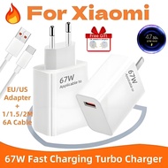 For Xiaomi 67W Turbo Fast Charger for Xiaomi 14 13 12 Pro Redmi Note 13 12 11 10 9 Pro K60 K50 Poco 
