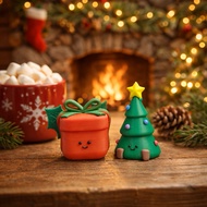 Cute Christmas Keychain Set | Suzy Present & Charlie Tree | Mini Handmade Bag Charm | Festive Key Ri