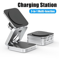 3 In 1 Foldable Magnetic Wireless Charger Stand For Phone 15, 14, 13, 12 Pro/Max/Plus, Pods 3/2 Stat